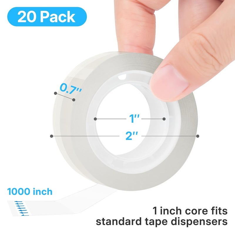 OWLKELA 20 Rolls Transparent Tape Refills, Clear Tape, All-Purpose Transparent Glossy Tape for Office, Home, School - Image 2