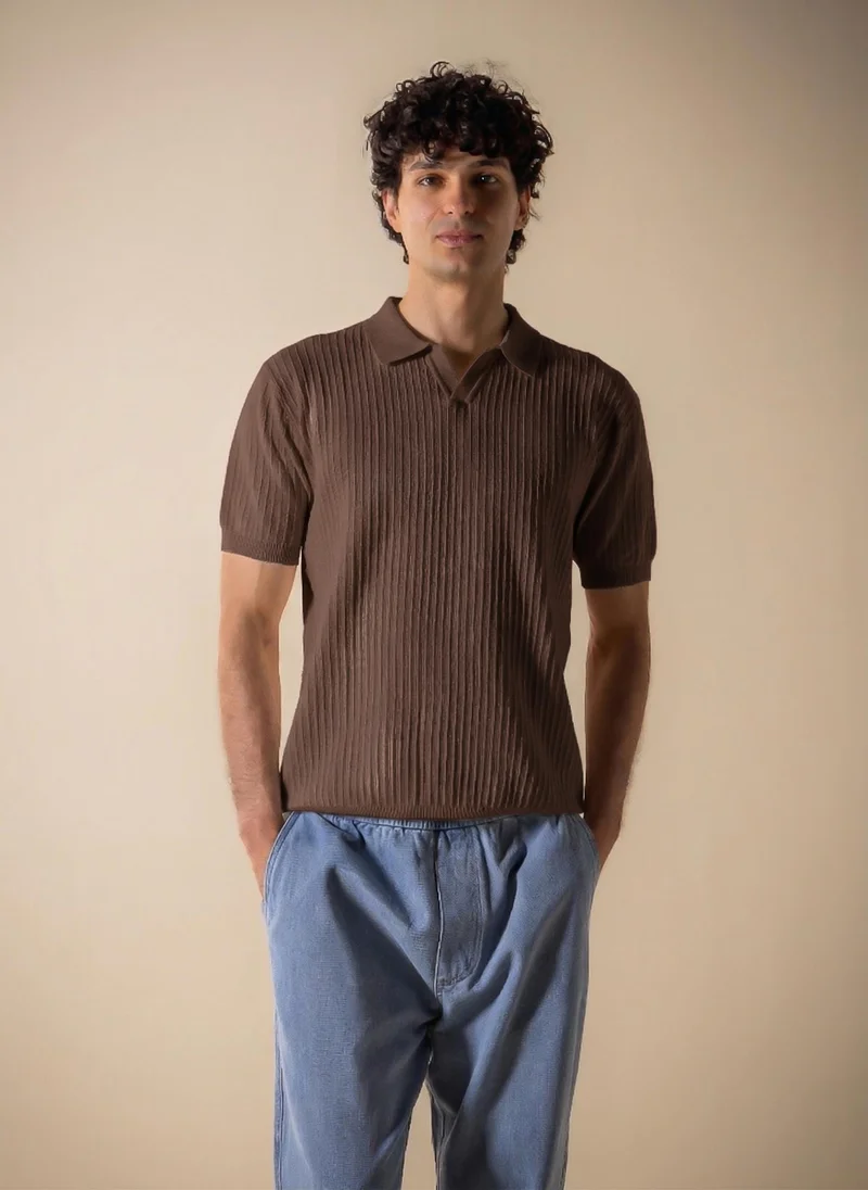 شايبس VERTICAL RIBBED POLO SHIRT