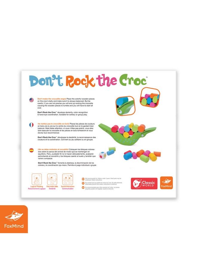 FoxMind Games: Don Rock The Croc. Colorful Dexterity Game Using Colorful Wooden Blocks. Helps Develop Color Recognition And Handeye Coordination. For 1+ Players Ages 3 And Up - Image 5