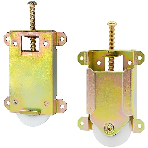 TPard Sliding Mirror Closet Door Rollers Replacement Hardware Fits Contractors Part #W8020C or Hard 1775 Wardrobe Doors Wheels, 1-1/2" Durable POM Concaved Ball Bearing Wheel, 2 Pack - Image 1
