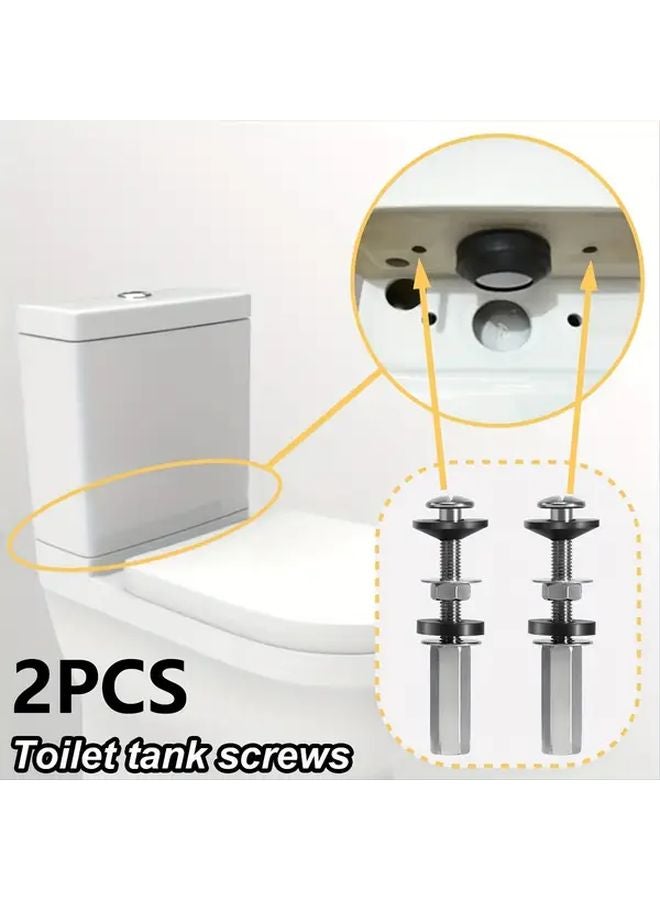 2pcs Toilet Tank To Bowl Bolts Kit Heavy Duty Stainless Steel Waterproof Adjustable Height Leakproof Replacement Parts - Image 2
