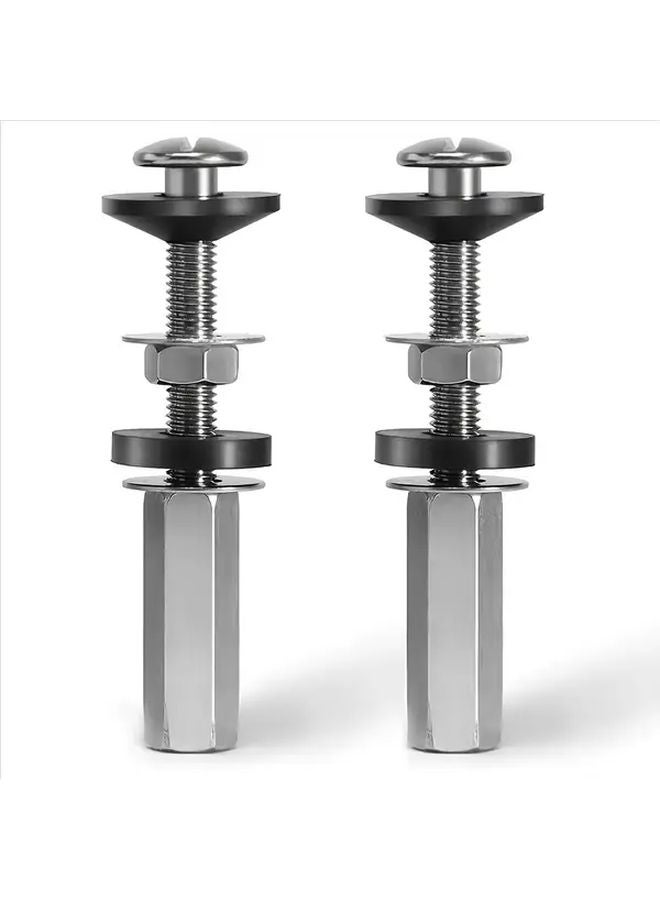 2pcs Toilet Tank To Bowl Bolts Kit Heavy Duty Stainless Steel Waterproof Adjustable Height Leakproof Replacement Parts - Image 1