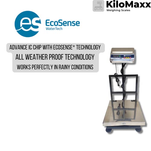 KiloMaxx KM-21 Weight Scale With EcoSense Technology Capacity 100kg x 10g Pole Weighing Machine for Retail Shops, Kirana Shop, Kitchen and Commercial Purposes (14 * 14", Stainless Steel) - Image 2