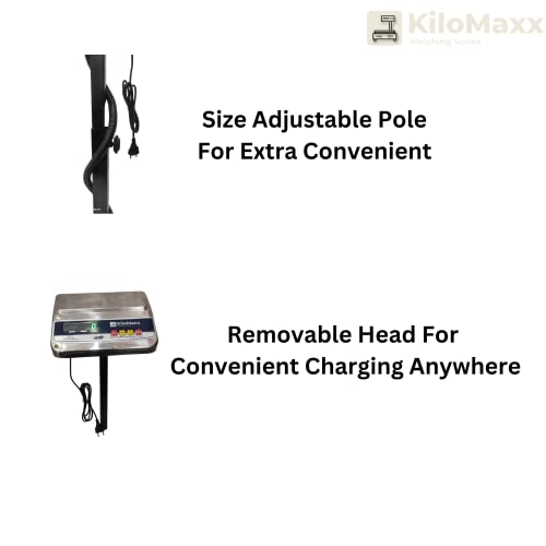 KiloMaxx KM-21 Weight Scale With EcoSense Technology Capacity 100kg x 10g Pole Weighing Machine for Retail Shops, Kirana Shop, Kitchen and Commercial Purposes (14 * 14", Stainless Steel) - Image 5