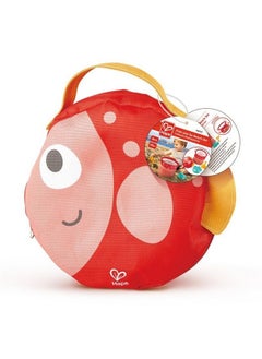 Hape Kids Beach Toys Kit, Folding Bucket and Storage Bag 2 in 1 Portable Sand Play Set with Shovel Mold  - Image 5