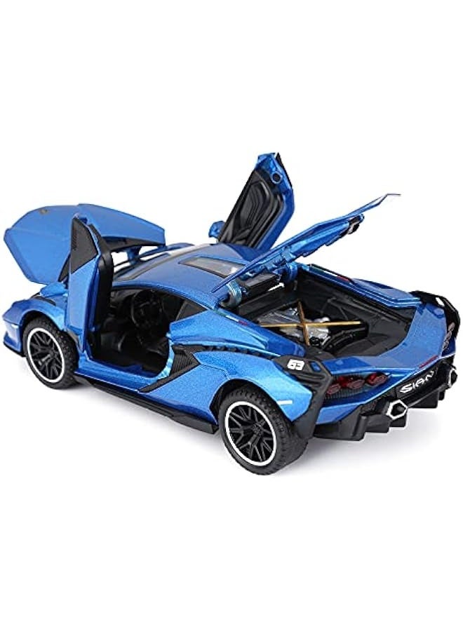 NIBEMINENT Toy Cars Lambo Sian FKP3 Metal Model Car with Light and Sound Pull Back Toy Car for Boys Age 3 + Year Old (Blue) - Image 2