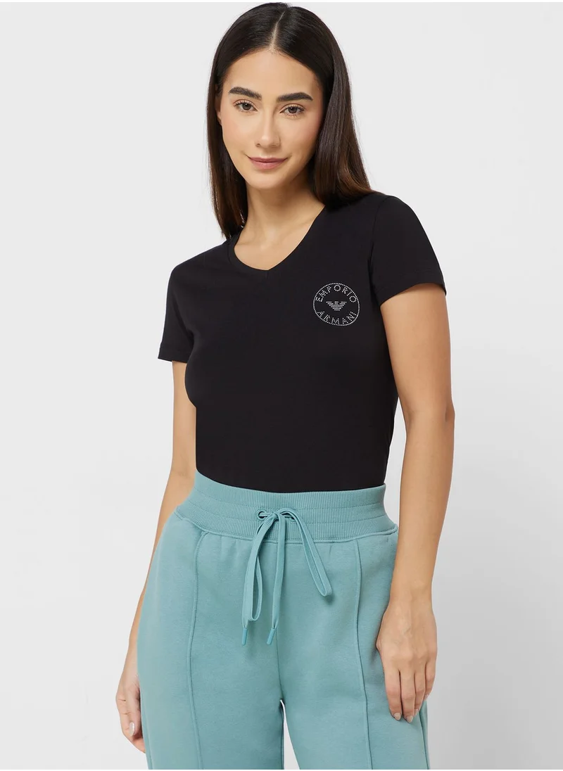 EMPORIO ARMANI Printed V Neck T- Shirt