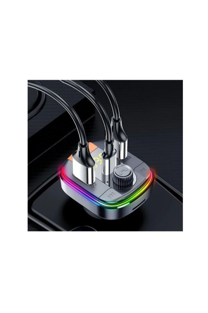 Yesido Y45 Fast charging Smart Dual USB Ports Vehicle Charger FM Transmitter Mp3 - Black - Image 3