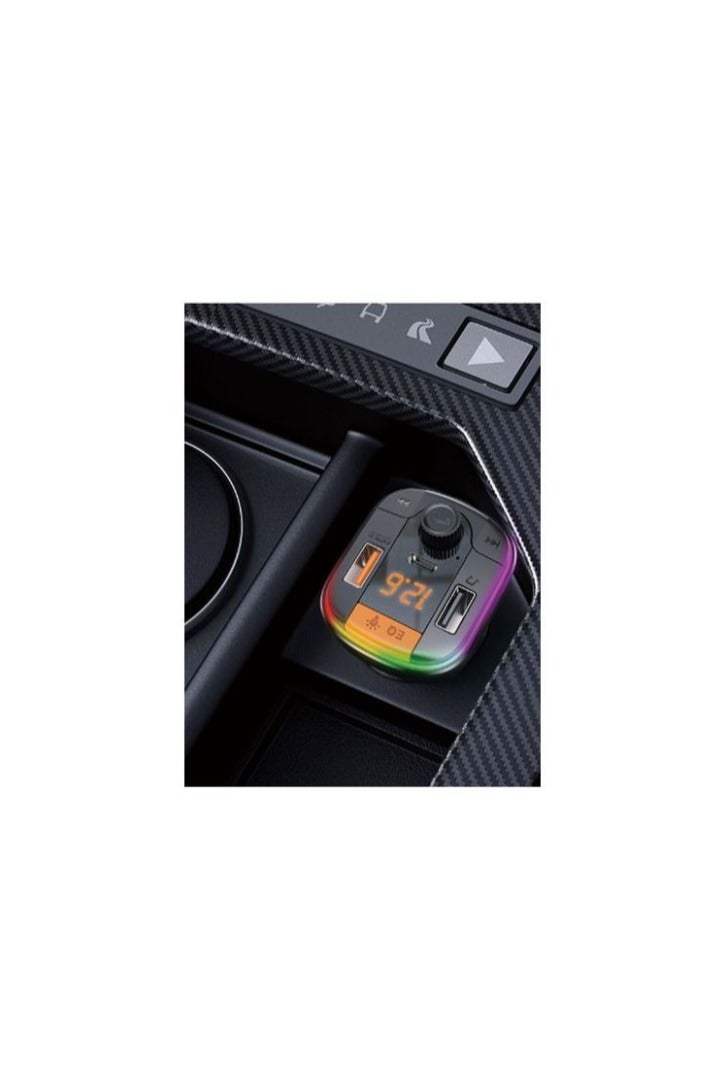 Yesido Y45 Fast charging Smart Dual USB Ports Vehicle Charger FM Transmitter Mp3 - Black - Image 4