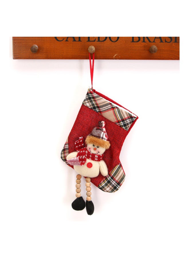 Decorative Snowman Plaid Sock Ornament Red/Black/Brown 11x23cm - Image 2