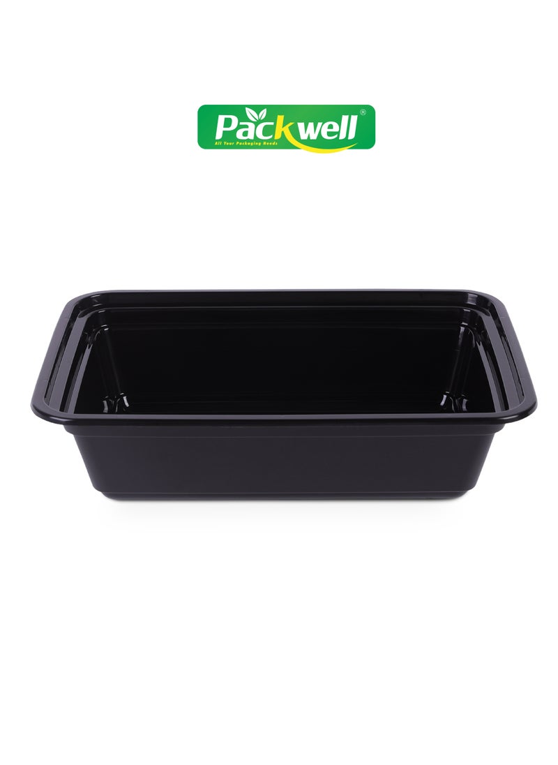 packwell Black Base Microwave Container with Clear Lid- PWRP1931 24 oz., Rectangle Shaped, Pack of 5 BPA-Free, Food grade and Hygienic Perfect for Packing, Storing, Ramadan Food and Iftar Kit Dis.tribution  - Image 4