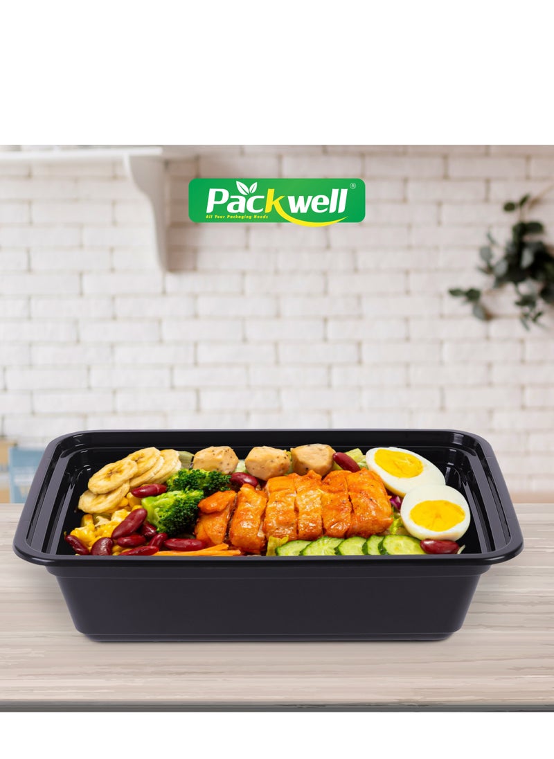 packwell Black Base Microwave Container with Clear Lid- PWRP1931 24 oz., Rectangle Shaped, Pack of 5 BPA-Free, Food grade and Hygienic Perfect for Packing, Storing, Ramadan Food and Iftar Kit Dis.tribution  - Image 5