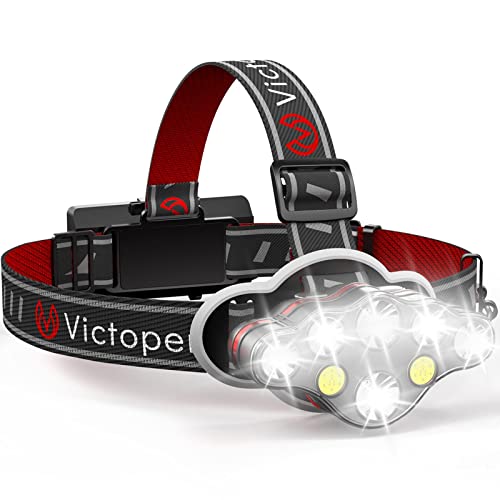 Victoper Rechargeable Headlamp, 8 LED High Lumen Super Bright Headlights with Red Light, USB Waterproof Head Flashlight, 8 Mode Head Lamp for Outdoor Running Fishing Working Camping Gear - Image 1