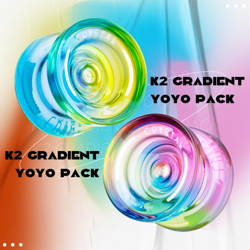 MAGICYOYO Responsive Yoyo Professional K2 Crystal, Dual Purpose Yo yo for Kids and Advanced Players, Plastic Gradient Yo-yos with 12 Yoyo Strings, Yo-Yo Case, Accessory Kit (Gradient Pack) - Image 2