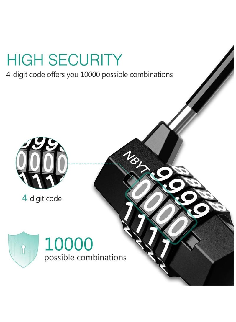 Excefore مجموعة قفل الدراجة على شكل حرف U، قفل كابل مرن بعرض 5 مم، أقفال طويلة، قفل أمان محدث قابل لإعادة الضبط لخزانة الصالة الرياضية، صندوق الأدوات، الخزانة، الأمتعة، الخزانة، الأماكن الخارجية - Image 5