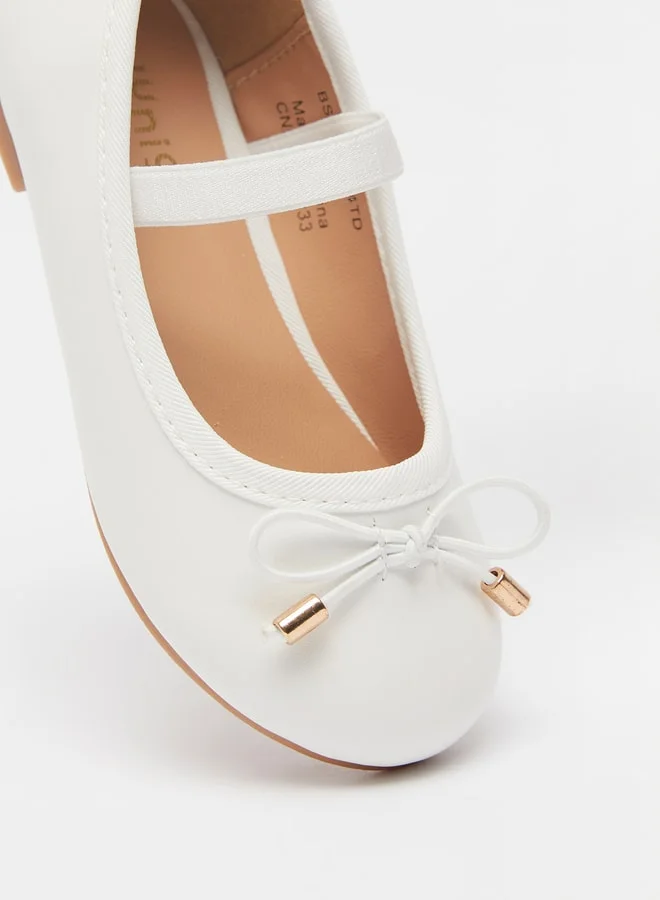 JUNIORS Girls Round Toe Ballerina Shoes with Elastic Strap Detail with Cushioning