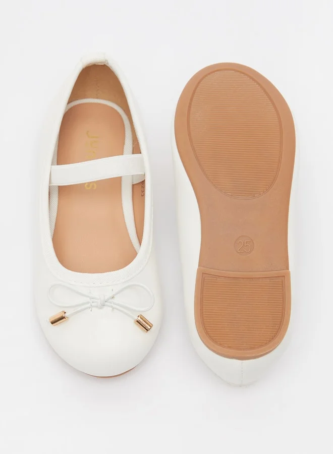 JUNIORS Girls Round Toe Ballerina Shoes with Elastic Strap Detail with Cushioning