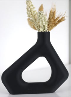 3D Brothers 1 Pcs Pentagon-Shaped Vase Fuzzy Skin for Home Decor and Office Black  - Image 1