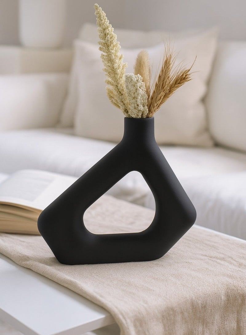 3D BROTHERS “1 Pcs Large Pentagon-Shaped Vase Fuzzy Skin for Home Decor and Office – Black” - Image 1
