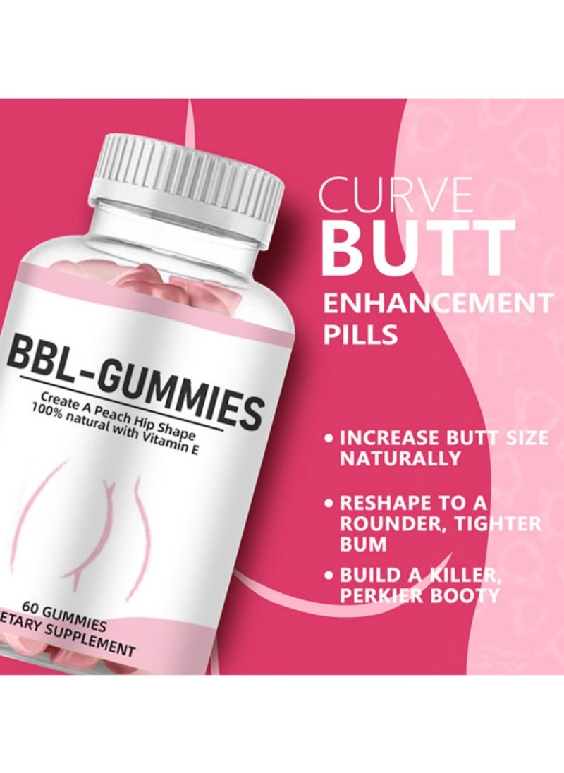BBL BBL body Curve gummies, hip and bust enlargement,Lifting Gummies For Women,Create A Peach Hip Shape,100% natural with Vitamin E,Health Support Dietary Supplement 60 Gummies  - Image 2
