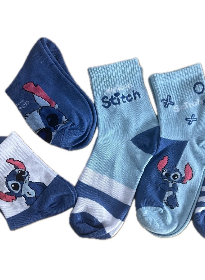 STITCH 5 pairs of Stitch mid-calf socks for women, socks for women, cute cartoon anime mid-calf socks - Image 5