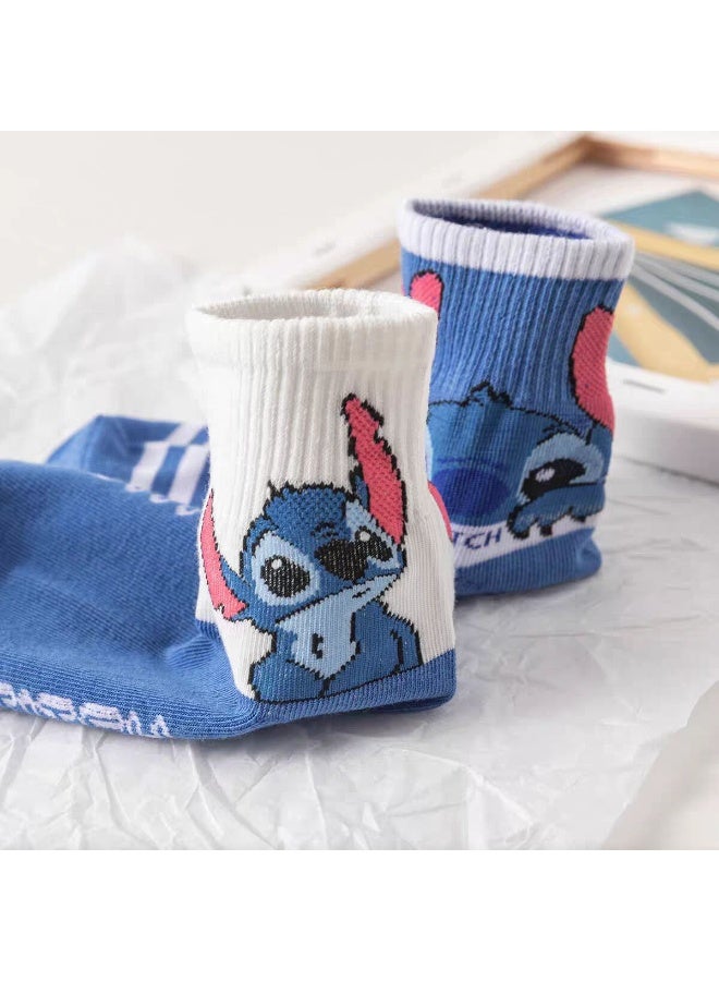 STITCH 5 pairs of Stitch mid-calf socks for women, socks for women, cute cartoon anime mid-calf socks - Image 4