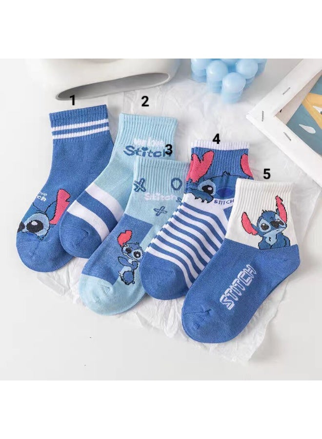 STITCH 5 pairs of Stitch mid-calf socks for women, socks for women, cute cartoon anime mid-calf socks - Image 2