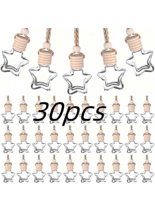 30pcs Star Shaped Hanging Car Air Freshener Essential Oil Diffuser Bottles Natural Design - Image 1