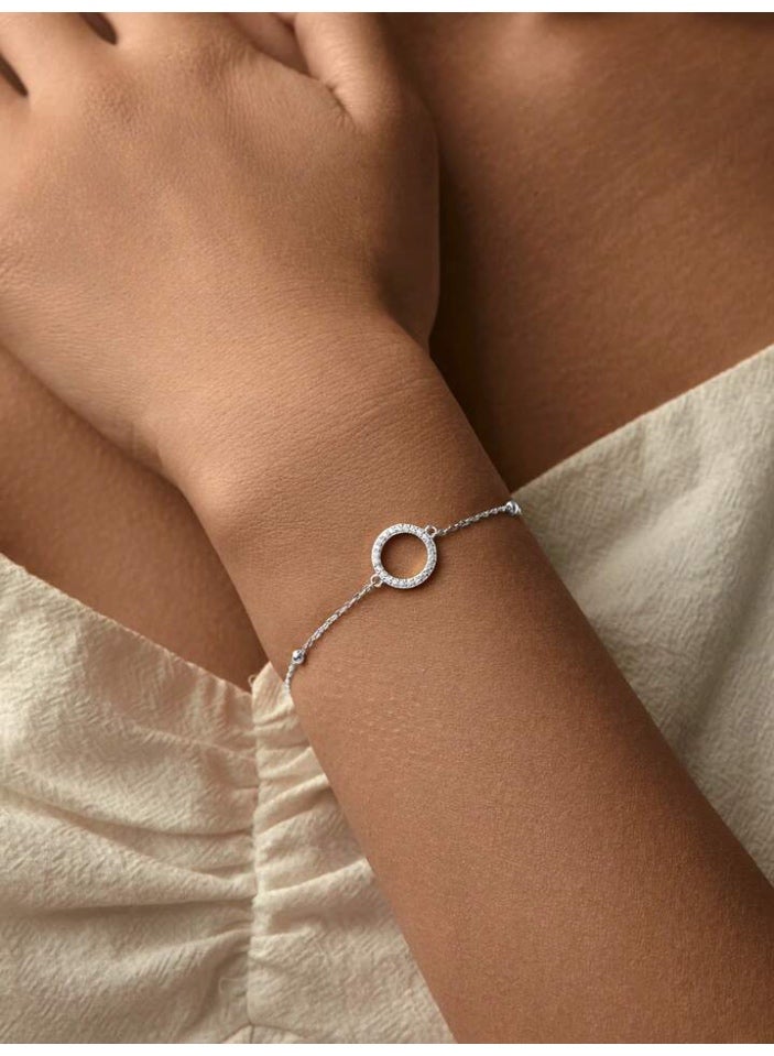 925 ستيرلنغ سيلفر تشارمز اسوارة دائرية فاخرة من الفضة الاسترلينية عيار 925 بتصميم أنثوي راقٍ مرصعة بفصوص لامعة تضيف لمسة من الأناقة والفخامة لإطلالتك اليومية والمناسبات الخاصة - Image 1