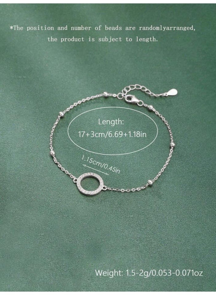 925 ستيرلنغ سيلفر تشارمز اسوارة دائرية فاخرة من الفضة الاسترلينية عيار 925 بتصميم أنثوي راقٍ مرصعة بفصوص لامعة تضيف لمسة من الأناقة والفخامة لإطلالتك اليومية والمناسبات الخاصة - Image 3