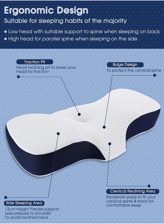 Arabest Memory Foam Bed Pillow, 67*12 cm,Adjustable Ergonomic Cervical Sleeping Neck Pillow, Neck Support Pillow for Shoulder and Neck Pain Relief, Orthopedic Pillow for Side Sleeping with Washable Cover  - Image 4