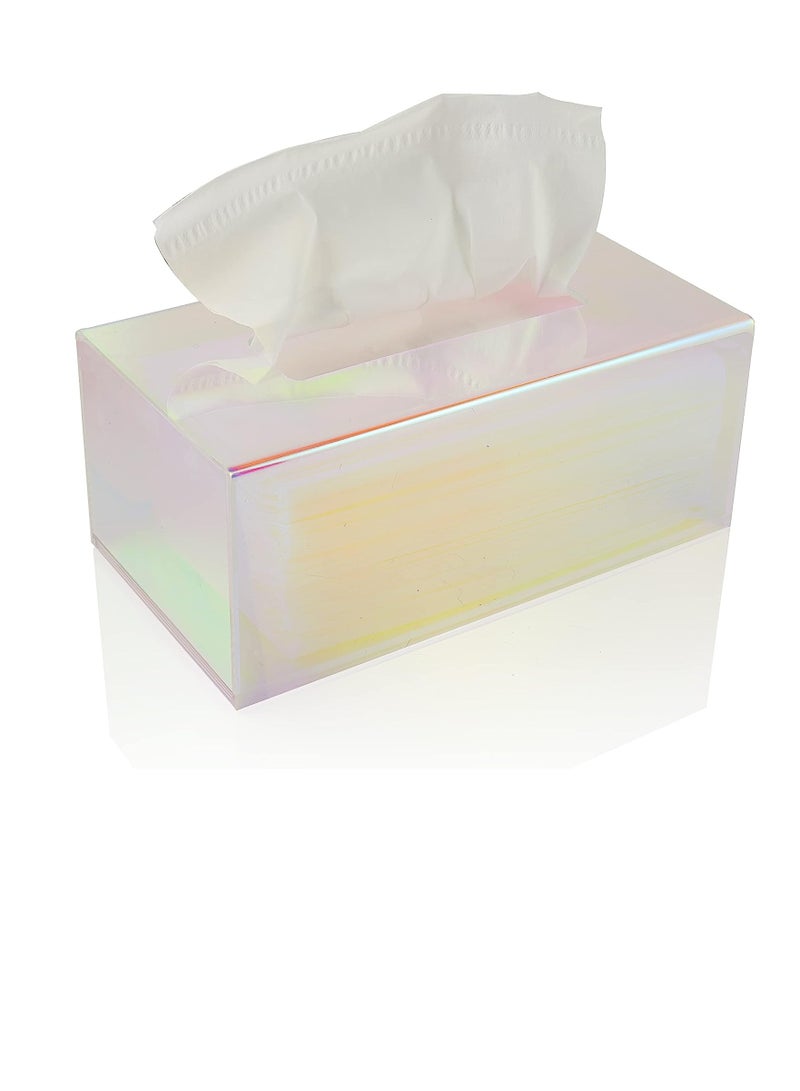 KASTWAVE صندوق مناديل أكريليك، حامل مناديل وجه أكريليكي بتصميم نوردي، موزع مناديل مستطيل لتنظيم الحمام، المكاتب، الأسطح، طاولة الزينة، غرفة النوم، الطاولات الجانبية - Image 1