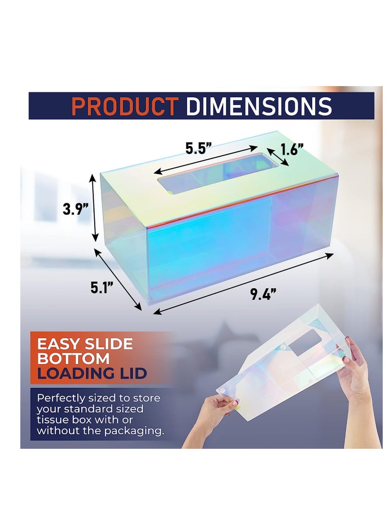 KASTWAVE صندوق مناديل أكريليك، حامل مناديل وجه أكريليكي بتصميم نوردي، موزع مناديل مستطيل لتنظيم الحمام، المكاتب، الأسطح، طاولة الزينة، غرفة النوم، الطاولات الجانبية - Image 2