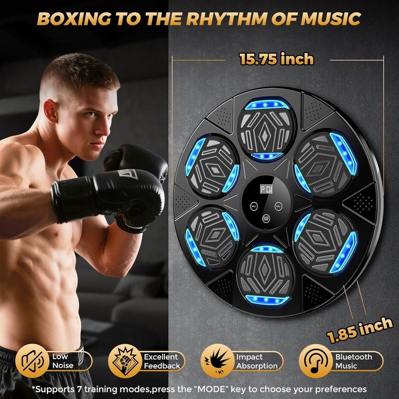 LOLBOX Music Boxing Machine, Boxing Wall Mount Machine for Kids Adult, Bluetooth Smart Boxing Traineing Machine with Boxing Gloves, Boxing Workout Equipment Target for Home, Office, Gym (Upgrade) - Image 2