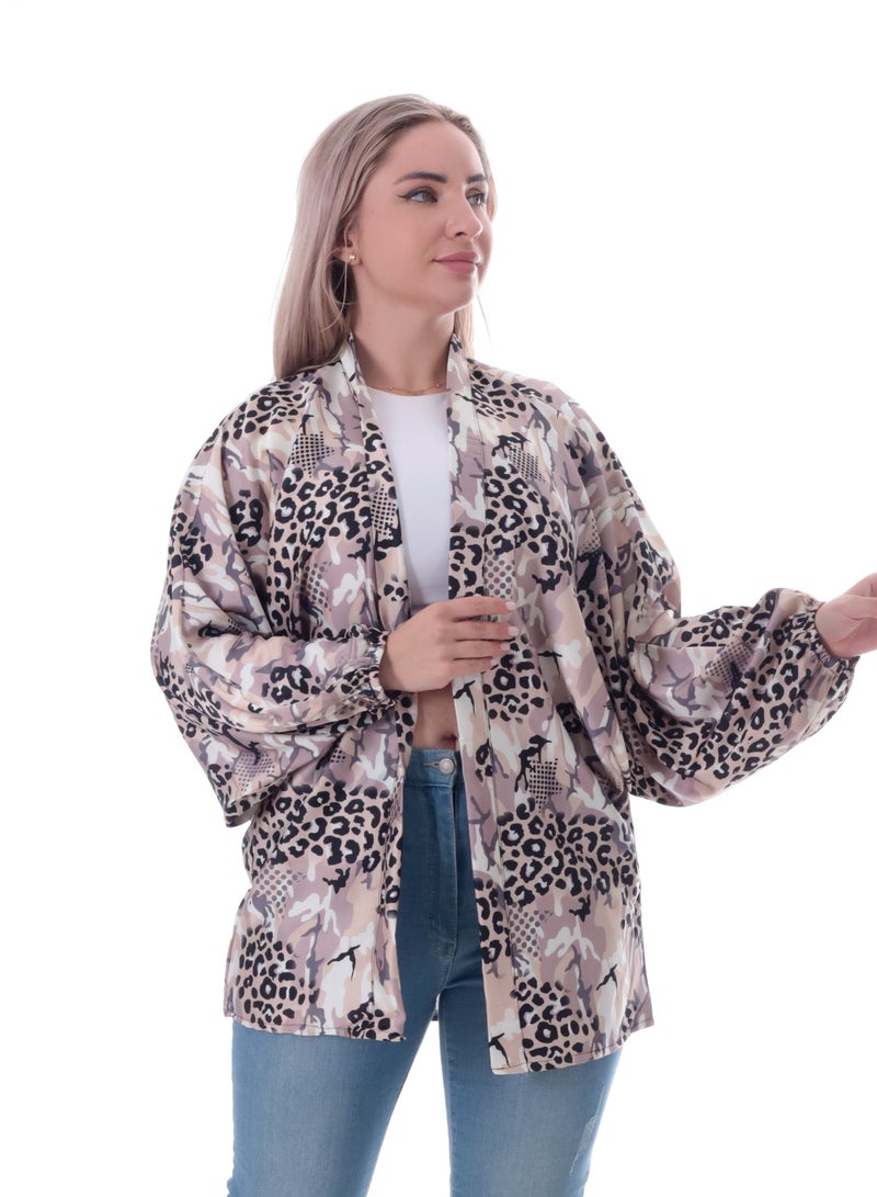 بيبو كارديجان حريمي قصير مطبوع اكمام طويلة - Image 1