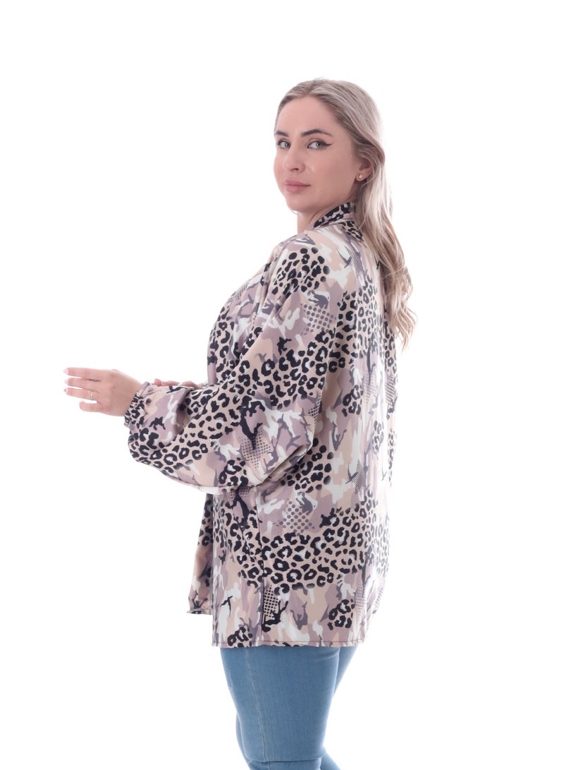 بيبو كارديجان حريمي قصير مطبوع اكمام طويلة - Image 2