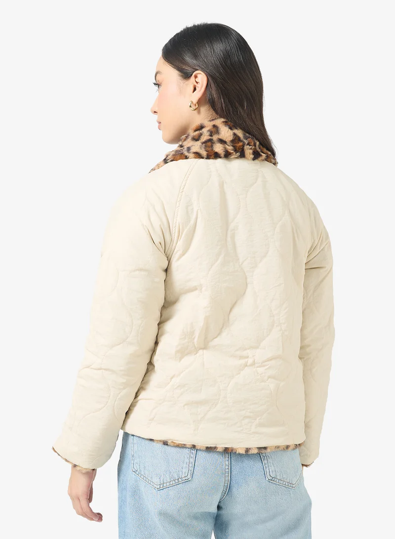 Ginger Leopard Print Faux Fur Jacket