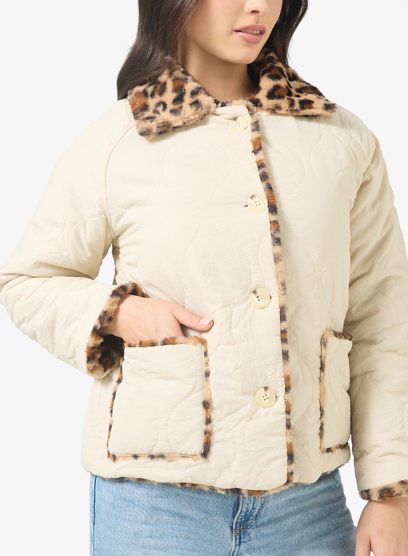 Ginger Leopard Print Faux Fur Jacket - Image 3