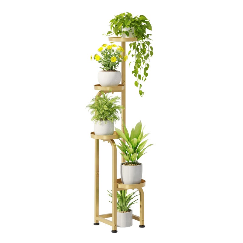 Bamworld Corner Plant Stand Indoor Outdoor, Tall Metal Flower Pot Stands for Multiple Plants, 4 Tier Gold Heavy Duty Plant Shelf for Patio Garden Balcony Living Room Bedroom(Patent Design) - Image 1
