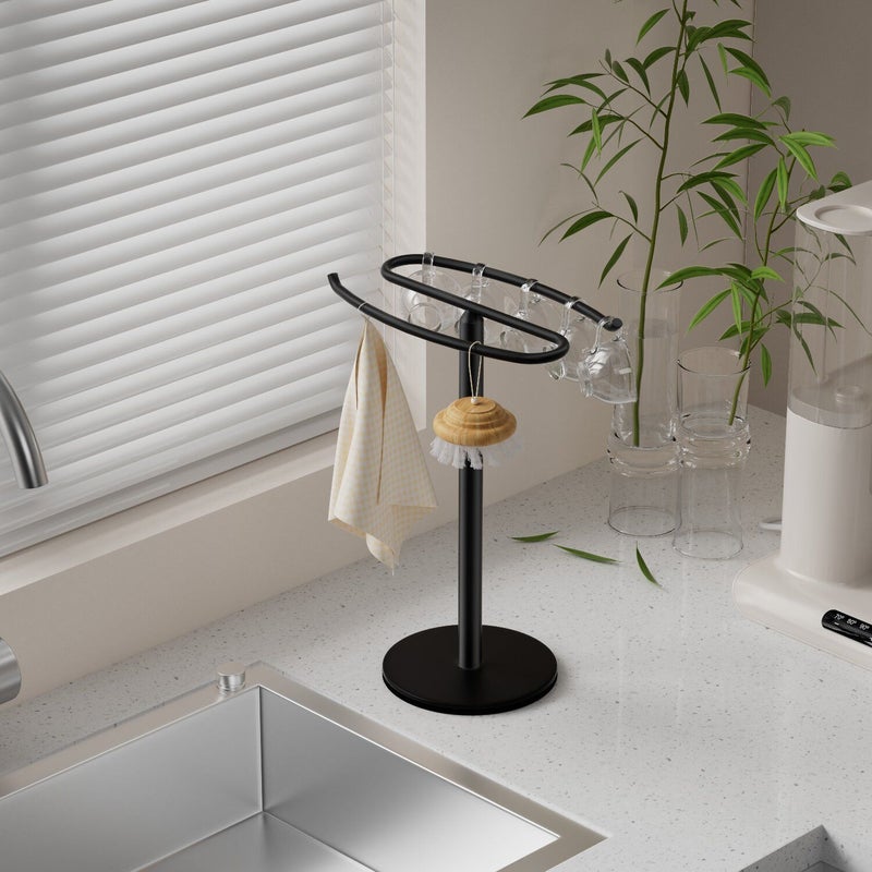 Brushed Golden Stainless Steel Bathroom Sink Rack Multifunctional Kitchen Towel Holder Freestanding Countertop Towel Rack - Image 2