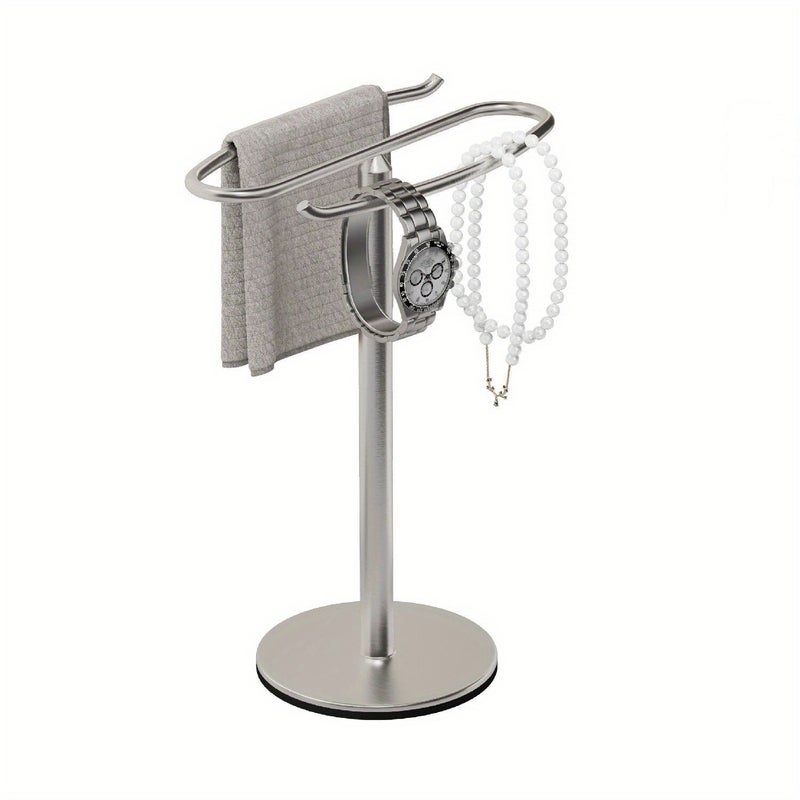 Brushed Golden Stainless Steel Bathroom Sink Rack Multifunctional Kitchen Towel Holder Freestanding Countertop Towel Rack - Image 4