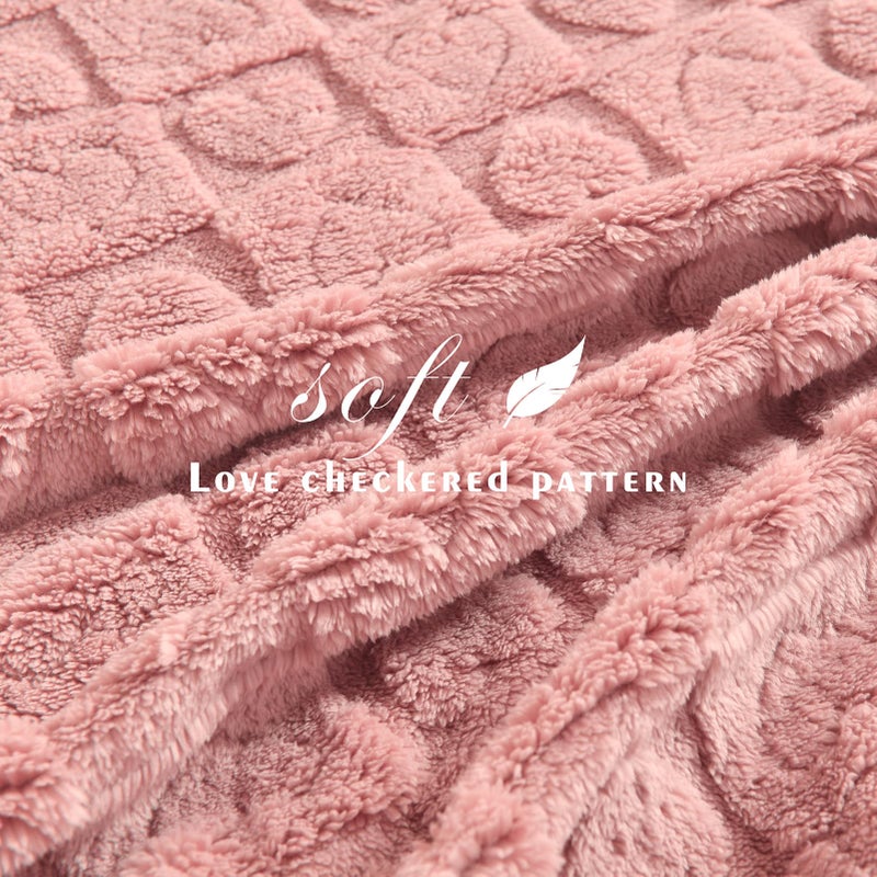 GIOKARNNA Heart Checkered Throw Blankets, for Love Mother Friends Pets,280 GSM Super Soft Warm Lightweight Fluffy Bed Blanket for Women Anniversaries(Pink,50"x60") - Image 5