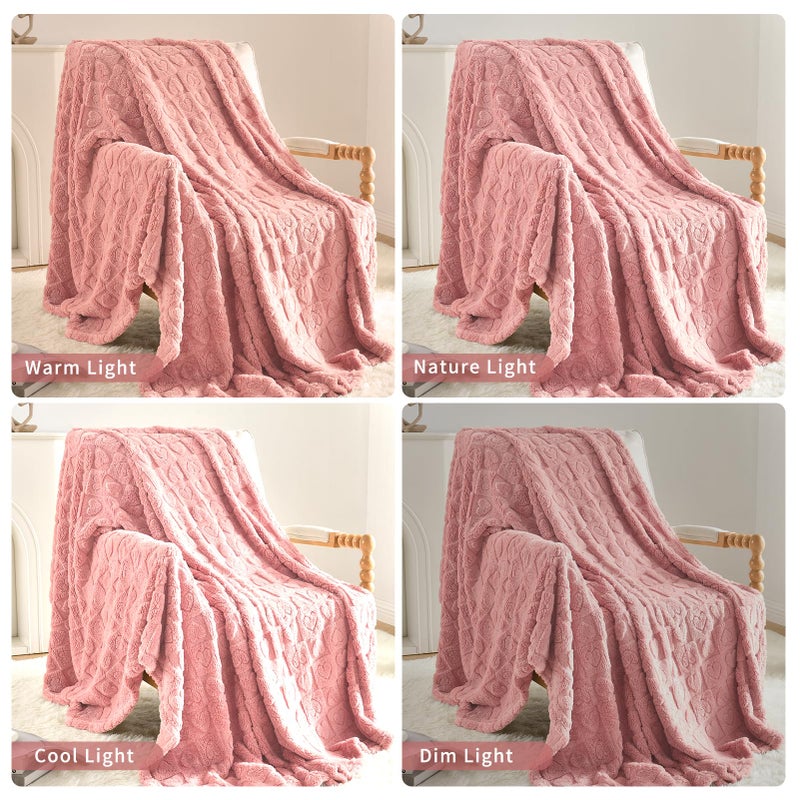 GIOKARNNA Heart Checkered Throw Blankets, for Love Mother Friends Pets,280 GSM Super Soft Warm Lightweight Fluffy Bed Blanket for Women Anniversaries(Pink,50"x60") - Image 3