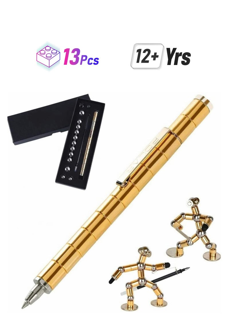 SYOSI Magnetic Toy Pen, Magnetic Fidget Pen Decompression Magnetic Metal Pen Multifunction Writing Magnet Ballpoint Pen Eliminate Pressure Fidget Gadgets Pen Gift for Kids or Friends (Gold)  - Image 1