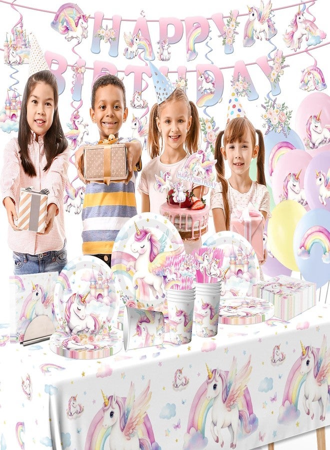 Cextoga Girl Birthday Supplies,Watercolor girl birthday Party Decorations Tableware Set - Image 3