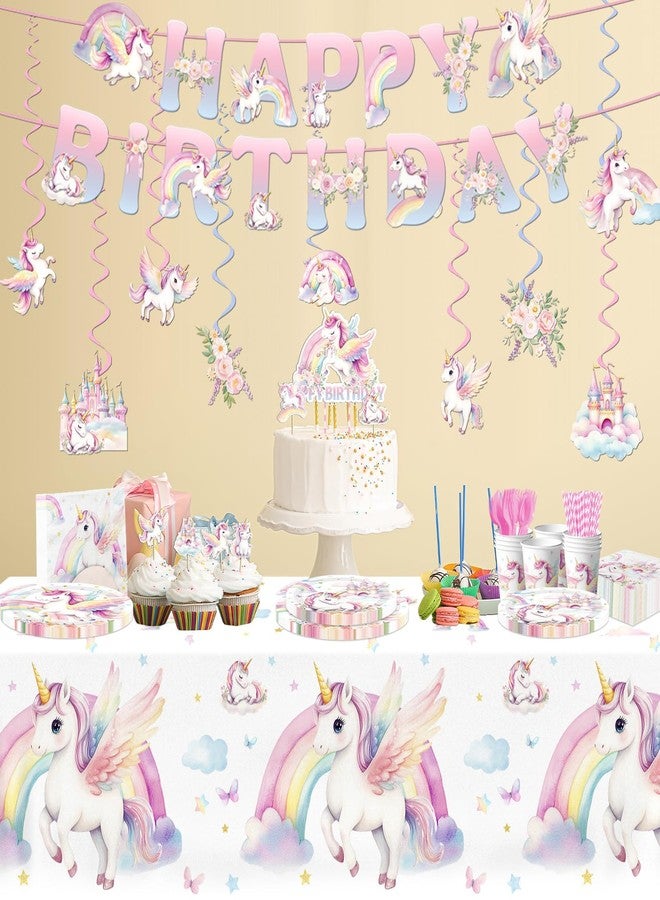Cextoga Girl Birthday Supplies,Watercolor girl birthday Party Decorations Tableware Set - Image 4