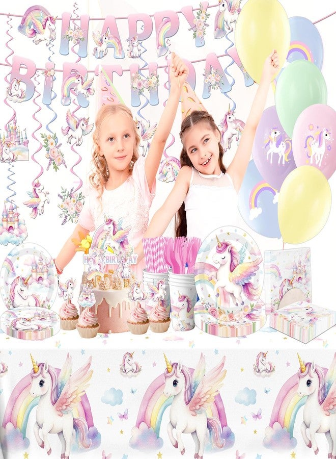 Cextoga Girl Birthday Supplies,Watercolor girl birthday Party Decorations Tableware Set - Image 2