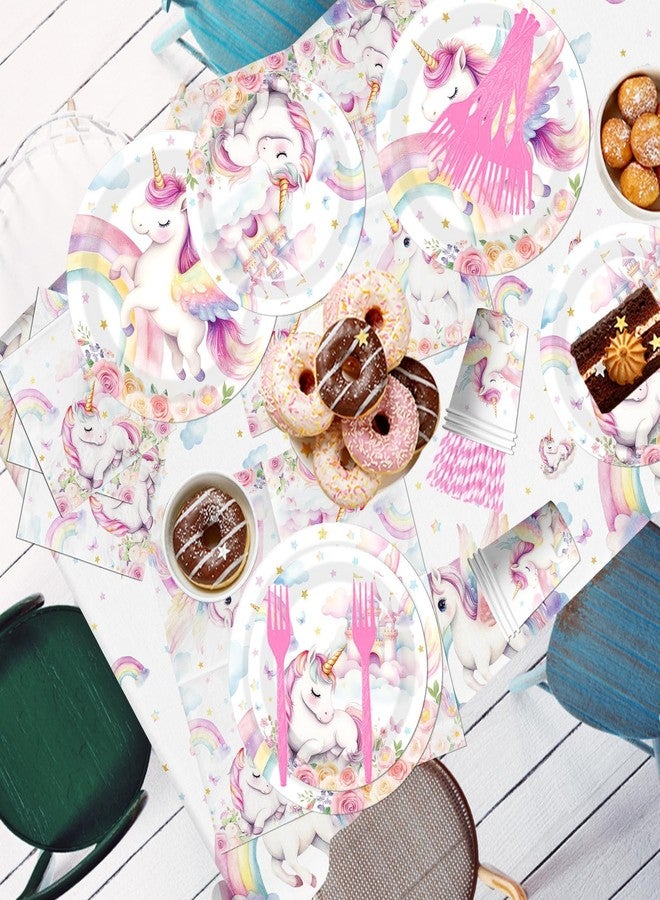 Cextoga Girl Birthday Supplies,Watercolor girl birthday Party Decorations Tableware Set - Image 5