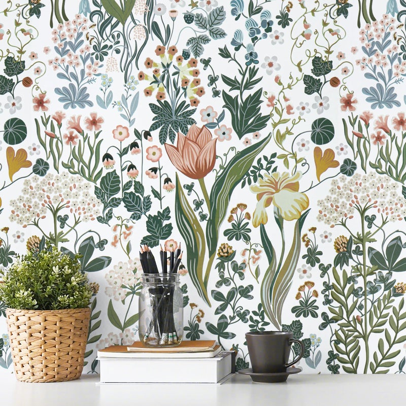 Toduso Peel and Stick Wallpaper Vintage White Wallpaper Floral Contact Paper Removable Wall Paper 173x787 Leaf Flower Self Adhesive for Bedroom Bathroom Drawer Decor