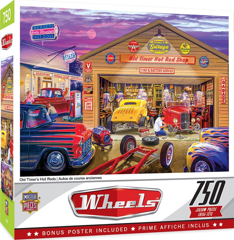 MasterPieces 750 Piece Jigsaw Puzzle for Adults and Family - Old Timer's Hot Rods - 18"x24" - Image 1